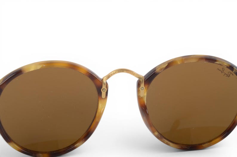 Ray-Ban Round Fleck Unisex Rotondi Marroni RB2447 Solglasögon Glasögon Logotyp Guld Designer Klassisk bild 7