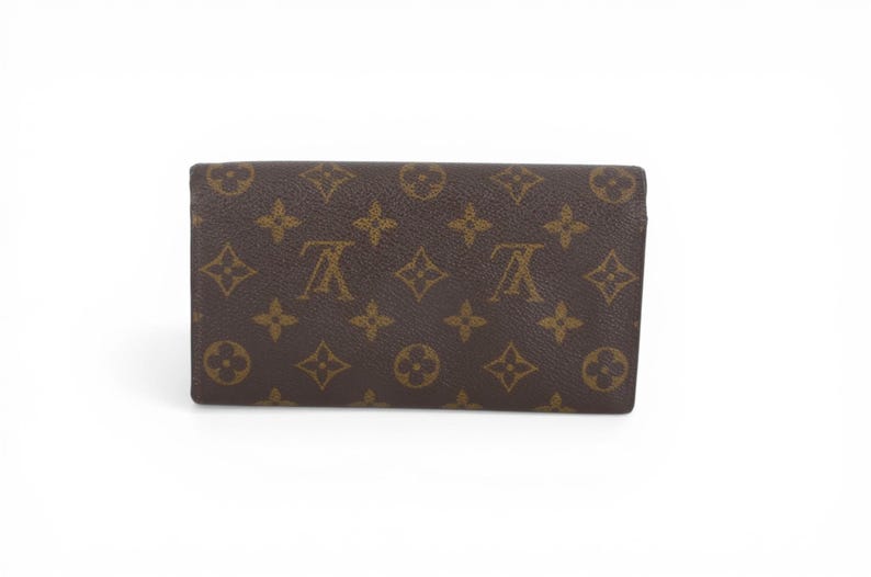 Louis Vuitton Sarah Monogram Wallet Vintage Leather Canvas Brown Crossbody Bag Designer Classic Authentic image 9