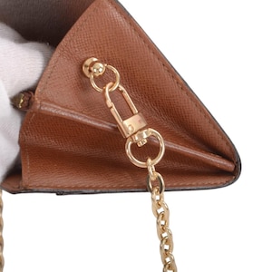 Louis Vuitton Sarah Monogram Wallet Vintage Leather Canvas Brown Crossbody Bag Designer Classic Authentic image 10