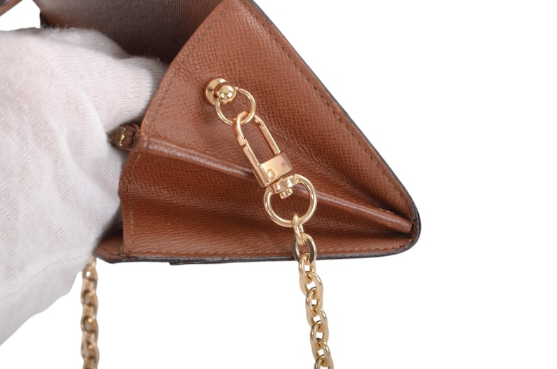 Louis Vuitton Sarah Monogram Wallet Vintage Leather Canvas Brown Crossbody Bag Designer Classic Authentic image 10