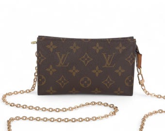 Vintage Louis Vuitton Vintage Monogram Pochette Toilette 17 Clutch with Crossbody Chain Designer Classic Authentic