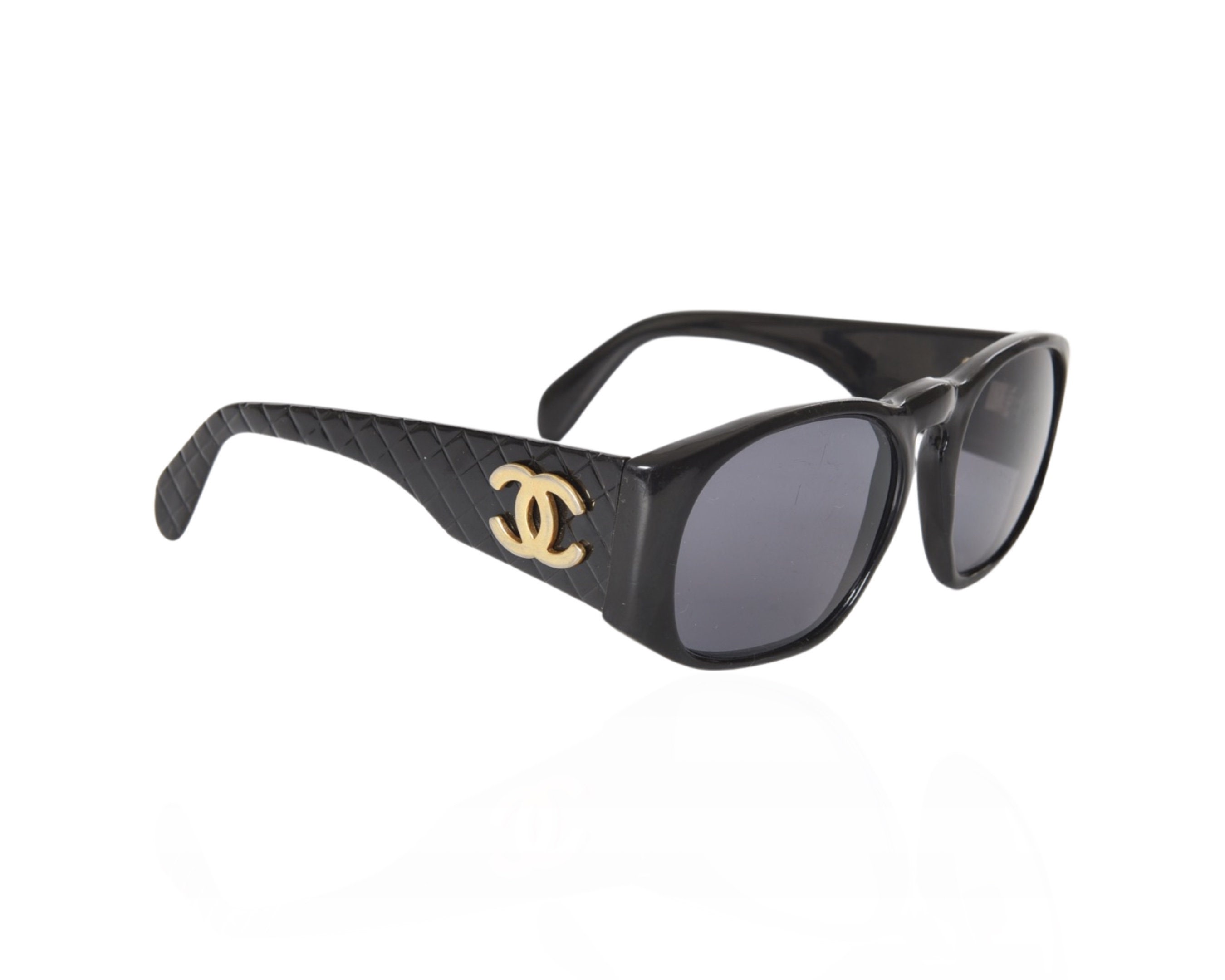 CHANEL Acetate Metal Polarized Chain Square Sunglasses 5305 Black 556504