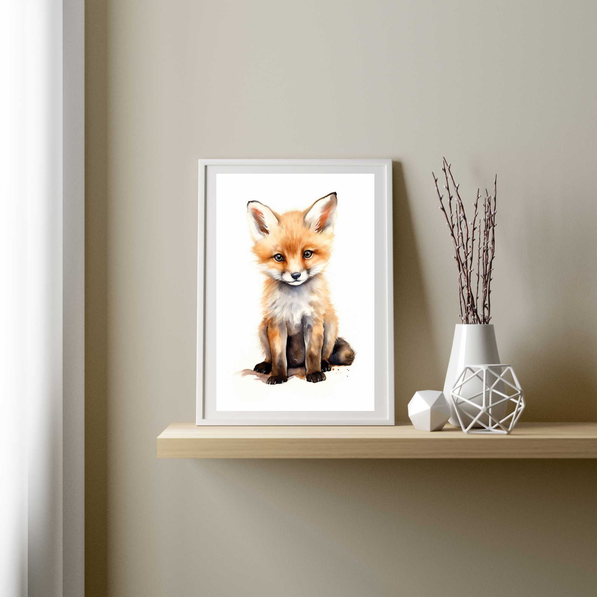 Baby Fox Printable Wall Art, Watercolor Baby Fox Print, Nursery Wall ...