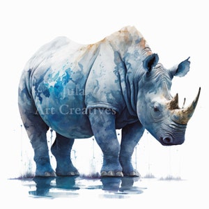 Rhino Printable Wall Art, Watercolor Rhino painting, Nursery Wall Art, Animal Print, Safari Animal, Jungle