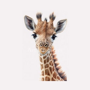 Giraffe Printable Wall Art, Cute Watercolor Giraffe Portrait, Nursery Wall Art, Animal Print, Safari Animal, Jungle