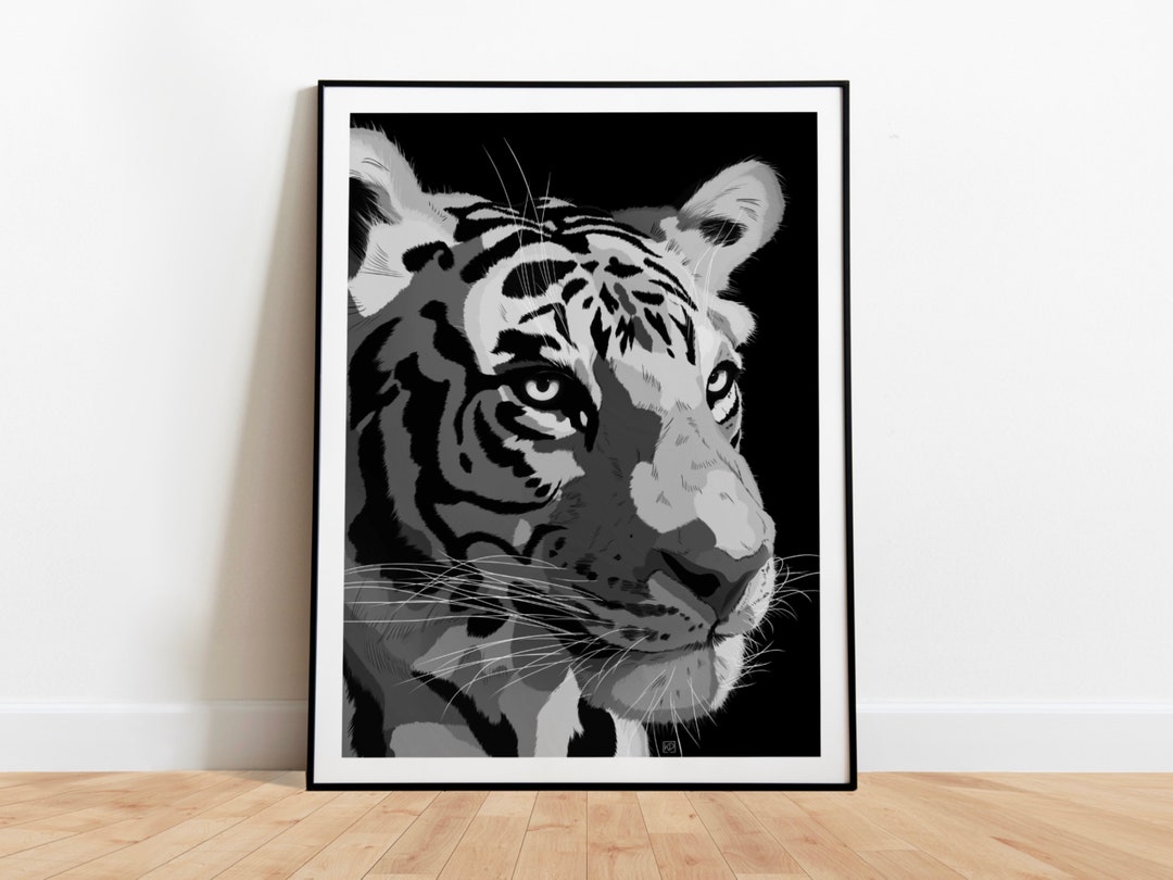 PRINTABLE Bengal Tiger Print Black and White Color Palette - Etsy