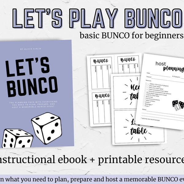 LET'S BUNCO a party planning printable pdf download | plan & host a memorable event | Learn to play the easy way for beginners and groups