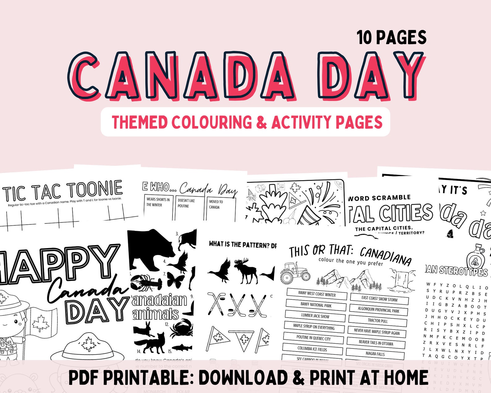 Canada Day 10 Page Activity & Colouring Printable | Canada Day ...