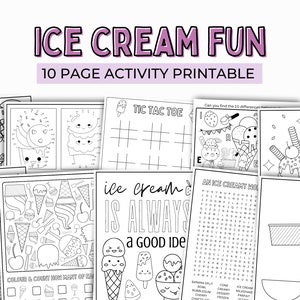 ICE CREAM FUN | 10 page colouring & activity set for kids, Ice cream themed printable, ice cream unit, summer coloring, summer treats pages