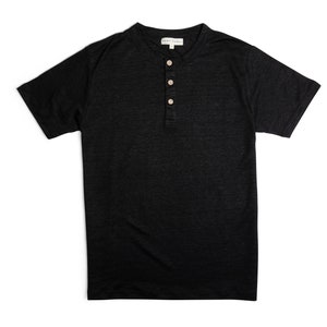 100% Hemp Henley Tee Black