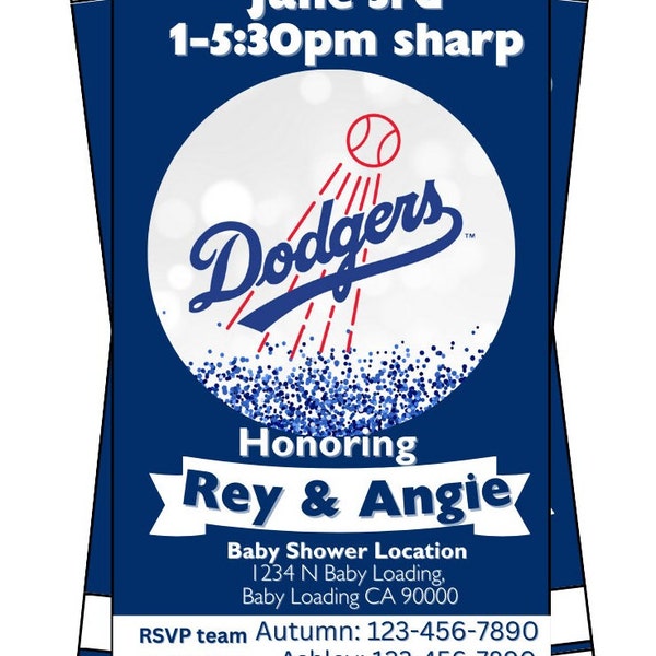 Dodger Themed Baby Shower Invitation, Baby Shower Invite, Custom Dodger Themed Baby Shower Invite, Baby Shower Invitation, Custom Invite