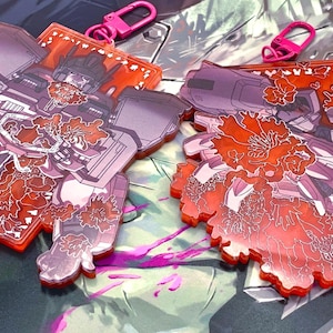 Optimus and Megatron &quot;Flowering&quot; 4&quot; Acrylic Charms | The Decepticons