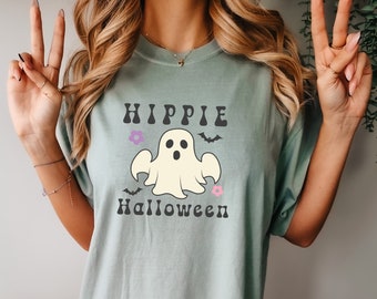 Hippie Halloween Graphic T-shirt - Retro Style Comfort Colors Unisex Tee - Groovy Costume for a Retro Halloween