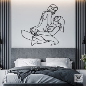 Lesbian Couple Metal Wall Art , Make Love Metal Line Art , LGBT Couple Wall Art , Couple Wall Decor , Hot Couple Decor , Couple Making Love