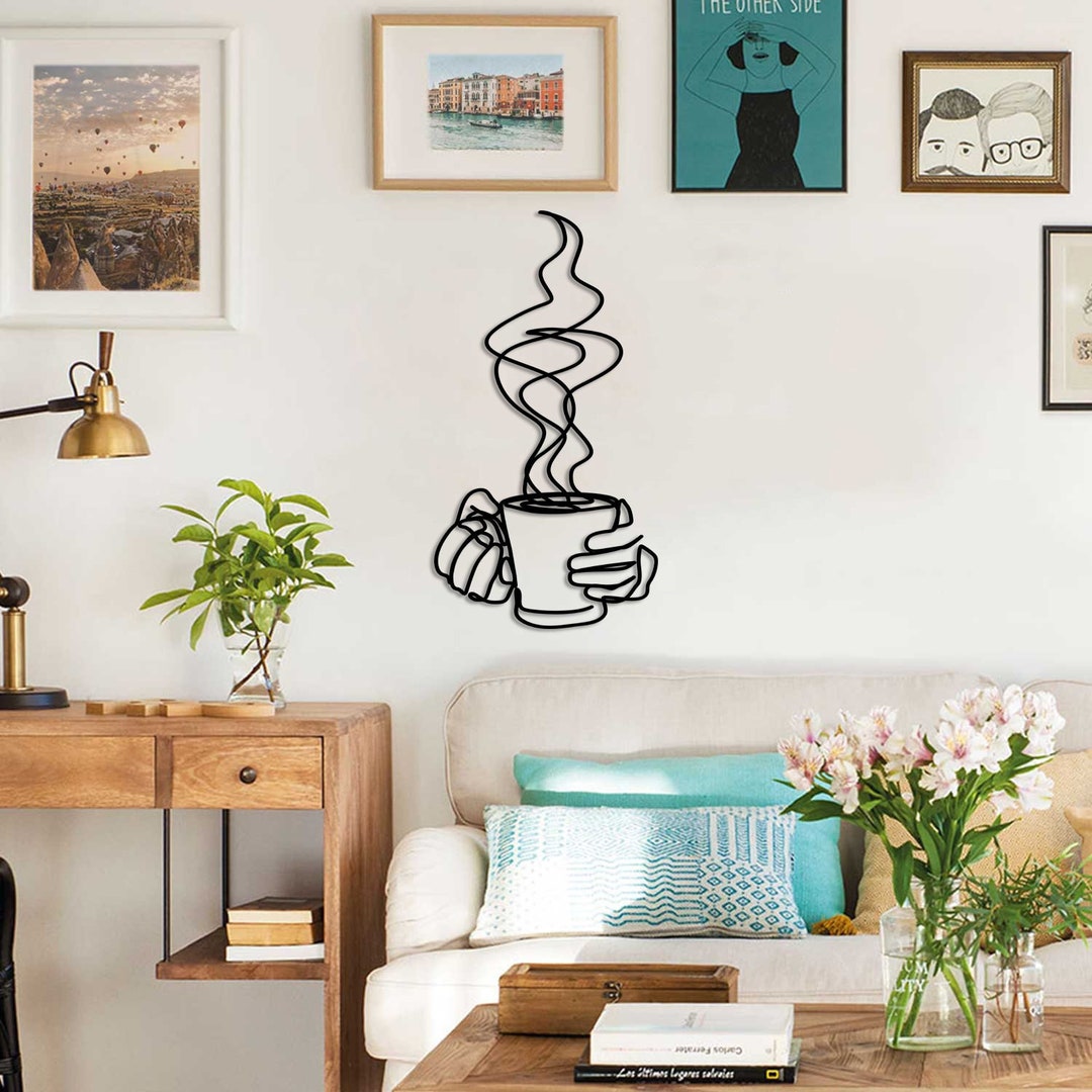 Metal One Line Art, Smoking Wall Art,minimalist Bathroom Art,woman