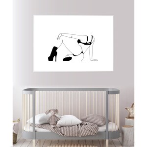 Minimalistische Frauenakt-Linienkunst Leinwandbild | 60x90 Cm, 3-teilig, Rahmenlos | Wanddeko Für Wohnzimmer & Schlafzimmer