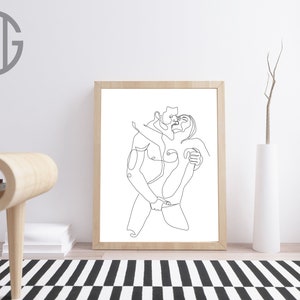 Abstract couple line art, Love print, Couple one line drawing, Man and woman Print, Bedroom wall decor, Minimal Line Art Printable image 2