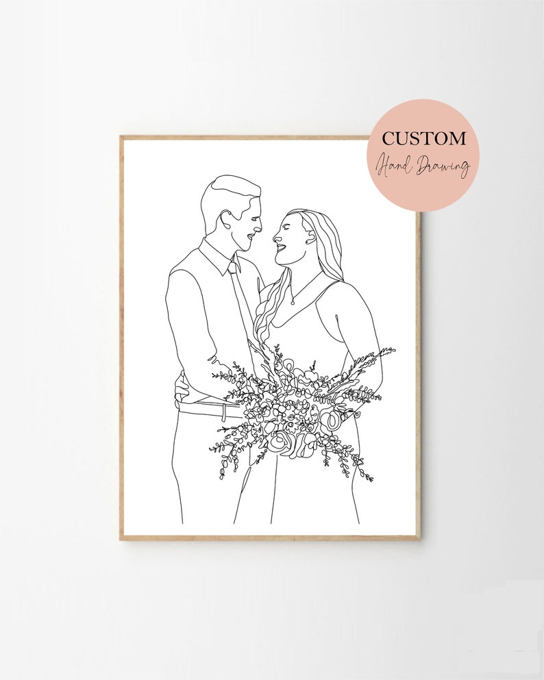 Custom Line Drawing From Photo, Minimalist Line Art, Personalized Line Drawing, Best Friend Digital Portrait, Personalized Wedding Gift image 4