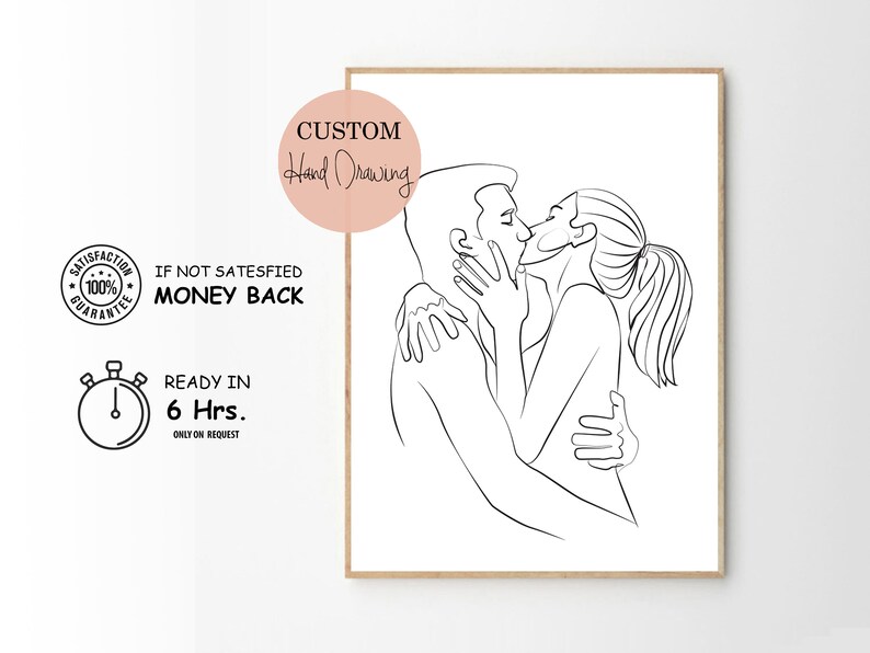 Custom Line Drawing From Photo, Minimalist Line Art, Personalized Line Drawing, Best Friend Digital Portrait, Personalized Wedding Gift image 1