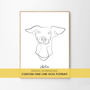 Custom Dog Art Print, Dog Outline, Personalized Pet Photo, Custom Dog SVG From Photo, Dog Head Outline Dog line art, One line art Tattoo art