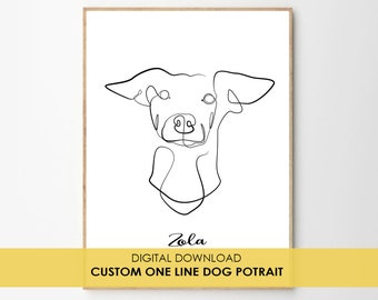 Custom Dog Art Print, Dog Outline, Personalized Pet Photo, Custom Dog SVG From Photo, Dog Head Outline Dog line art, One line art Tattoo art