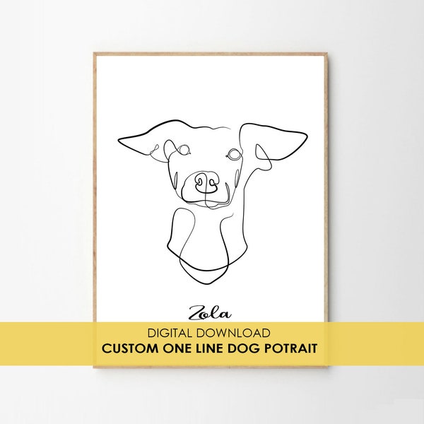 Custom Dog Art Print, Dog Outline, Personalized Pet Photo, Custom Dog SVG From Photo, Dog Head Outline Dog line art, One line art Tattoo art