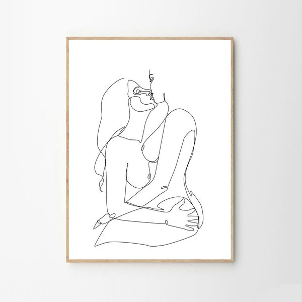 Lesbische lijntekeningen, Girl Power, Butt Portrait, Schetsen van foto, LGBT Gift, Girl Art, Girl Couple kiss, Lesbian Art Print, Lesbian Love Gift