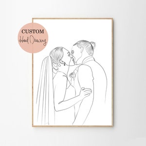 Custom Line Drawing From Photo, Minimalist Line Art, Personalized Line Drawing, Best Friend Digital Portrait, Personalized Wedding Gift image 5