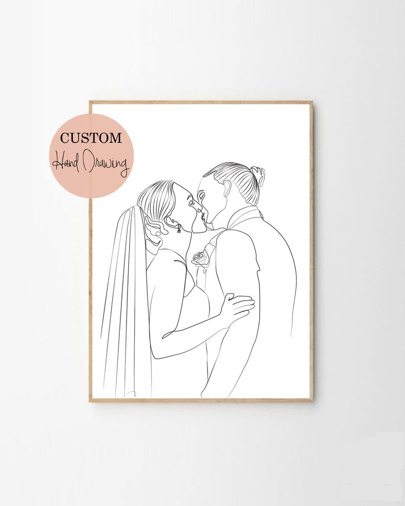 Custom Line Drawing From Photo, Minimalist Line Art, Personalized Line Drawing, Best Friend Digital Portrait, Personalized Wedding Gift image 5