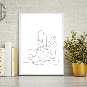 Abstract couple line art, Love print, Couple one line drawing, Man and woman Print, Bedroom wall decor, Minimal Line Art Printable image 4