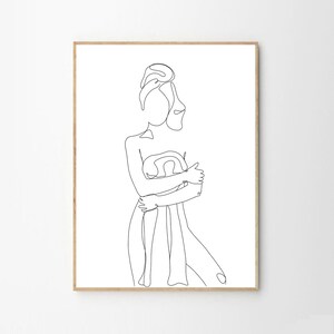 Towel on head line art, Bathroom decor, one line art, modern wall art, wall art print, bathroom decor, bedroom wall Prints,Abstract Bathroom