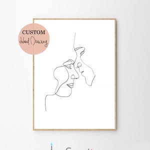 Benutzerdefinierte Linie Zeichnung vom Foto, minimalistische Linie Kunst, personalisierte Linie Zeichnung, beste Freundin Digital Portrait, personalisiertes Hochzeitsgeschenk Bild 3