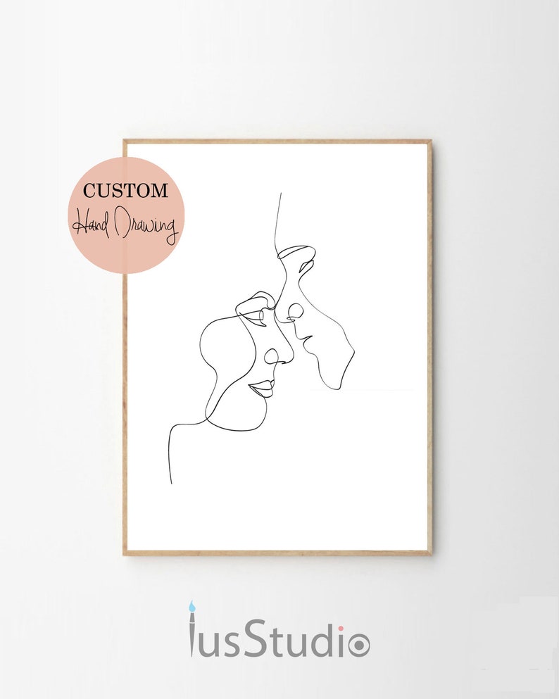 Benutzerdefinierte Linie Zeichnung vom Foto, minimalistische Linie Kunst, personalisierte Linie Zeichnung, beste Freundin Digital Portrait, personalisiertes Hochzeitsgeschenk Bild 3