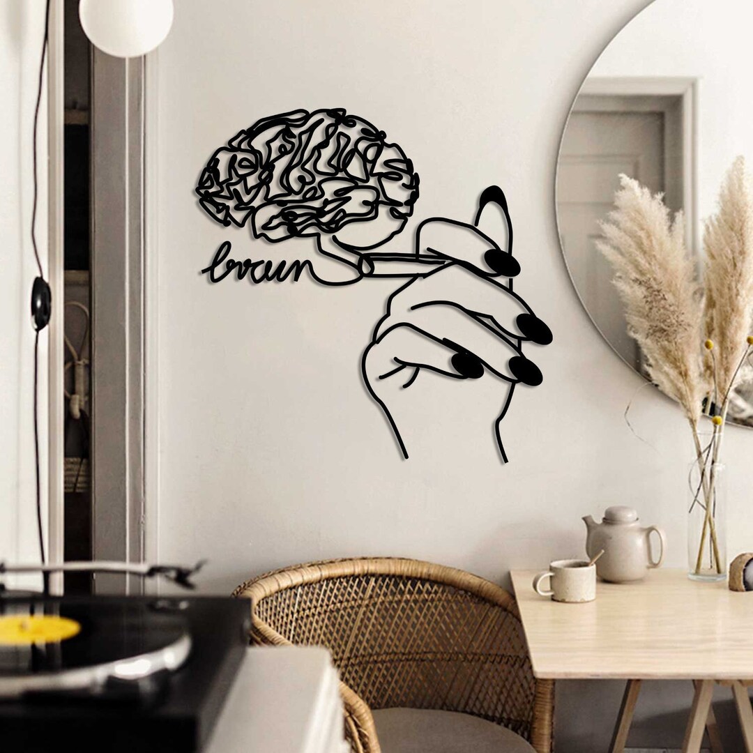 Metal One Line Art, Smoking Wall Art,minimalist Bathroom Art,woman