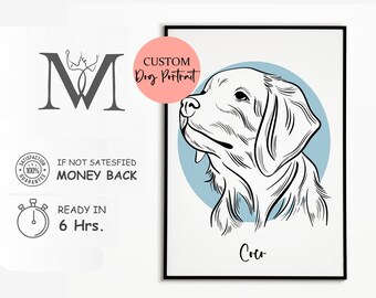 Custom dog portrait,Personalised Dog Line Art, Pet Line Art, Custom Dog Mom Portrait, Custom Line Art, Pet Owner Gift, Drawing from Photo