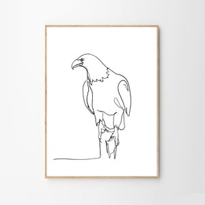 Bald Eagle Line Art Print, Minimalist Wall Print, American Bald Eagle
