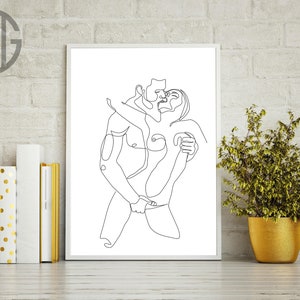 Abstract couple line art, Love print, Couple one line drawing, Man and woman Print, Bedroom wall decor, Minimal Line Art Printable image 4