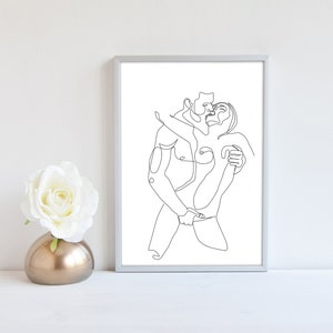 Abstract couple line art, Love print, Couple one line drawing, Man and woman Print, Bedroom wall decor, Minimal Line Art Printable image 3