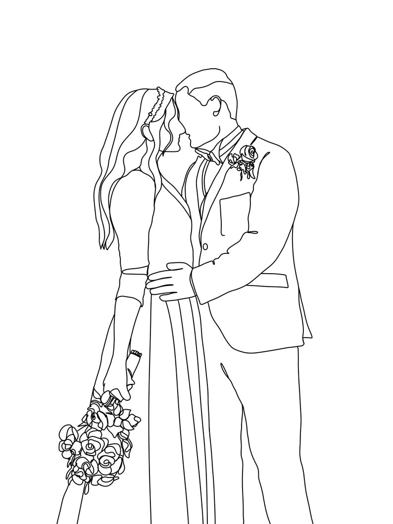 Custom Line Drawing From Photo, Minimalist Line Art, Personalized Line Drawing, Best Friend Digital Portrait, Personalized Wedding Gift image 8