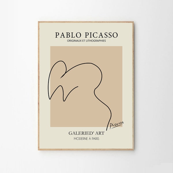 Picasso - La souris, exposition vintage Line Art Poster, dessin au trait minimaliste, décoration idéale pour la maison ou impression cadeau, impression d’art au trait Picasso