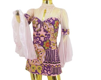 LEG AVENUE PINK tulle sexy violet à motif floral mini déguisement de soirée robe taille s