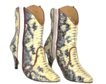 GANNI WESTERN BOOTS us5/eu36/uk3/au5 heels western multicolored leather short beige yellow