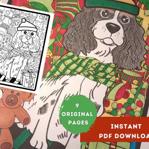 Christmas and Holiday Dog Breed Coloring Book Pages and Printable Sheets |  Dog Illustrations, and Scenes, Instant Coloring PDF