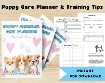 New Puppy Planner, Puppy Dog Health Record, Dog Training Planner,  Puppy Training Goals, Dog Care Planner, Puppy Keepsake Bundle, PDF