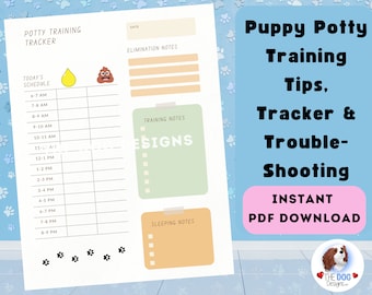 New Puppy Potty Training Log, E-Book, Tips, and Dog Potty Training Tracker PDF, Digital Downloadable Download