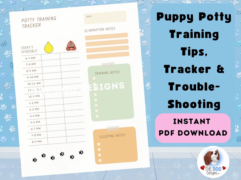 New Puppy Potty Training Log, E-Book, Tips, and Dog Potty Training Tracker PDF, Digital Downloadable Download image 1