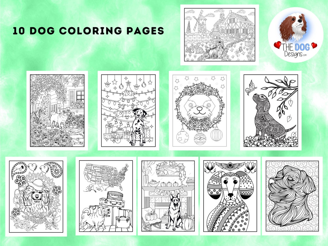Cute Dog Breed Coloring Book Pages and Printable Sheets Dogs - Etsy