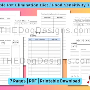 Pet Food Elimination Diet Tracker, Food Sensitivity Chart, Dog Food Tracker, Allergy Tracker, Instant PDF Download, Logbook, Food Chart