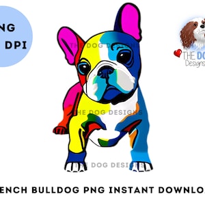 Französische Bulldogge Pop Art und Hell PNG Clipart Design, Niedliche Frenchy Kunst und Herunterladen PNG, Clipart
