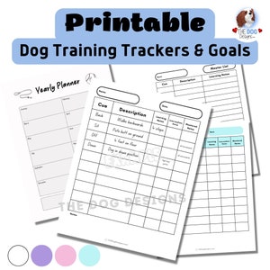 Afdrukbare hond, puppytraininglogboek en planner, hondentrainingsdagboek voor trucs, opdrachten PDF-download